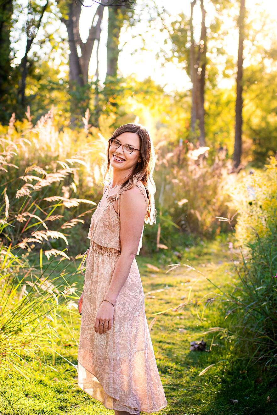 Jacqueline on the path